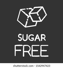 Sugar free chalk icon. Organic food without added sweetener. Product free ingredient. Nutritious dietary, healthy eating. Diabetes prevention. Isolated vector chalkboard illustration