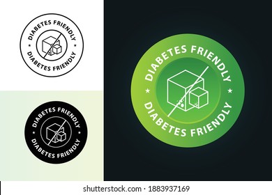 sugar free concept, diabetes friendly vector stamp green