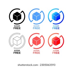 Sugar free. Flat, color, sugar free icons. Vector icons.