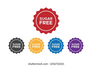 Sugar free flat vector sticker icons set 