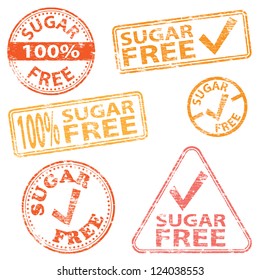 Sugar Free Food. Rubber Stamp Vector Illustrations