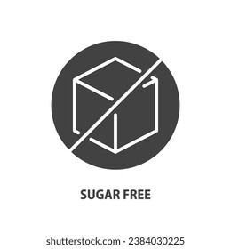 Sugar free glyph icon. Sugar cube symbol. No sugar added product package design. Vector illustration.