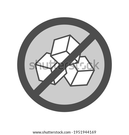 Sugar free graphic icon. Without sugar sign isolated on white background. Prohibition sign on sugar cubes. Vector illustration