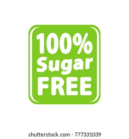 Sugar free green label, sign. Vector illustration.