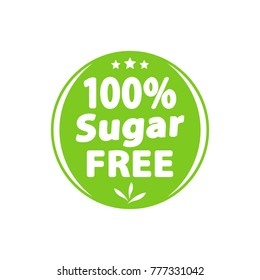 Sugar free green label, sign. Vector illustration.