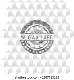 Sugar Free grey emblem with geometric cube white background