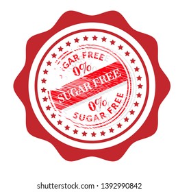 sugar free grunge stamp - label,sticker. 0% sugar