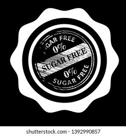 sugar free grunge stamp - label,sticker. 0% sugar