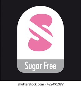 Sugar Free health food packaging icon / logo / symbol for front of pack or back of pack, vector graphic illustration
