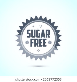 Sugar free icon badge label or sticker. Diabetic icon. No sugar symbol for food packaging