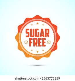 Sugar free icon badge label or sticker. Diabetic icon. No sugar symbol for food packaging