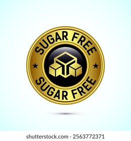 Sugar free icon badge label or sticker. Diabetic icon. No sugar symbol for food packaging