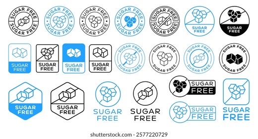 Sugar Free Icon Badge Vector Design. Sugar-Free Label Sign. Diabetic Product Emblem