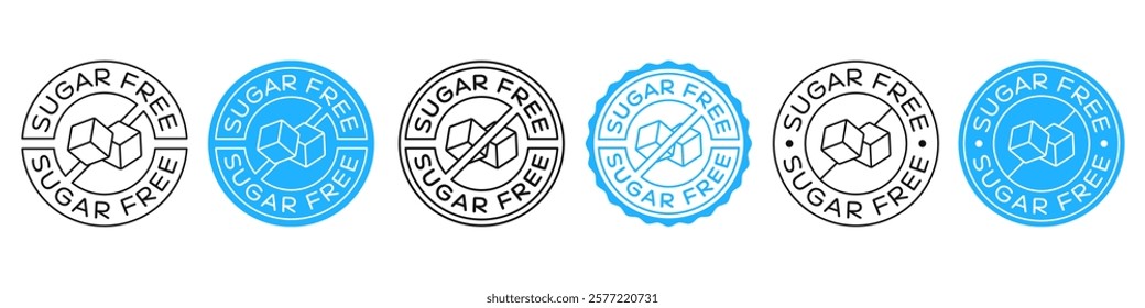 Sugar Free Icon Badge Vector Design. Sugar-Free Label Sign. Diabetic Product Emblem