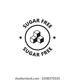 Sugar free icon. Sugar free circle sticker, emblem, label or food badge. No sugar sign for product packaging. Vector illustration