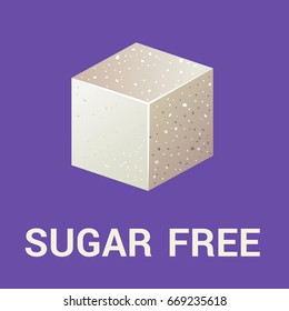 Sugar free icon flat Vegan eco product label for Fitness product