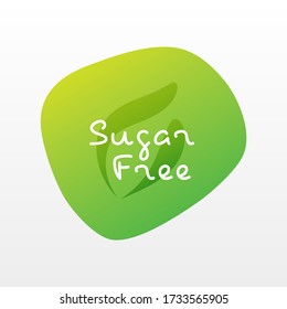 Sugar free icon. Green gradient vector sign isolated. Illustration symbol with leaf for food, product sticker, package, label, healthy eating, design, diet, diabetes, diabetic