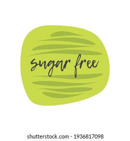 Sugar free icon. Green vector sign isolated. Illustration symbol for healthy eating, food, product sticker, logo, package, label, diet, design element