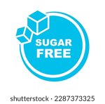 Sugar free icon. No sugar added product label. Healthy food sign. Natural product and organic food badge. Vector illustration. 