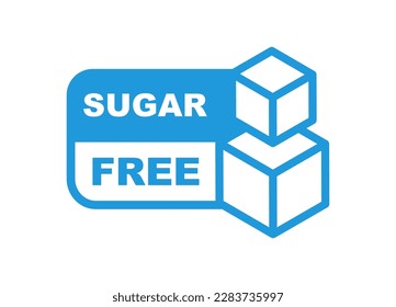 Sugar free icon. No sugar added product label. Healthy food sign. Natural product and organic food badge. Vector illustration. 