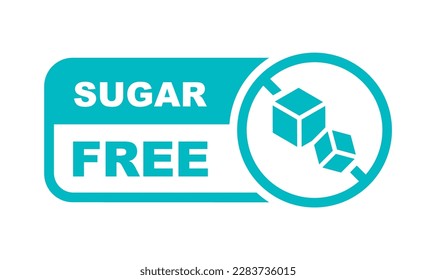 Sugar free icon. No sugar added product label. Healthy food sign. Natural product and organic food badge. Vector illustration. 