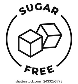 Sugar free icon. No added sugar label. Diabetic vector illustration for product packaging logo, symbol, badge or emblem isolated.