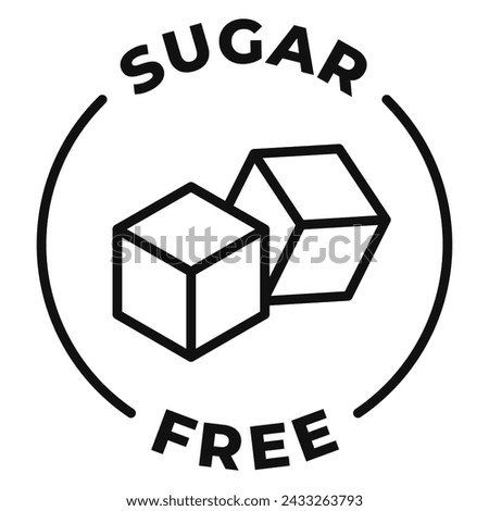 Sugar free icon. No added sugar label. Diabetic vector illustration for product packaging logo, symbol, badge or emblem isolated.