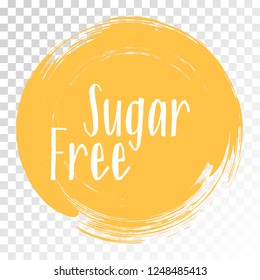 Sugar free icon, package label vector graphic design. Weight loss diet sugar free ingredients products label, sign, round stamp isolated clip art, circle tag or sticker vector emblem. Diet concept.