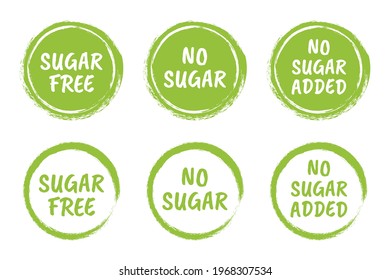 sugar free icon set, natural food without sugar label