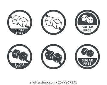 sugar free icon set, No sugar added label