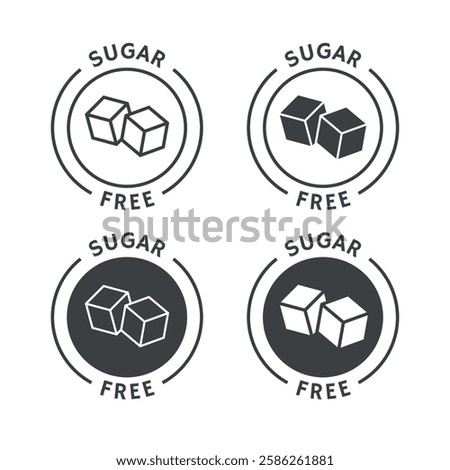 sugar free icon set, No sugar added label