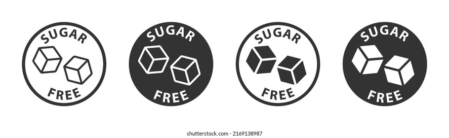 Sugar Free Icon Sign. Sugar cubes in circle icon for no sugar added product package design. Vector illustration.