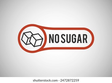 Sugar free icon sign. Diet concept. Diabetic logo, symbol, sign, seal for product packaging