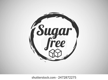 Sugar free icon sign. Diet concept. Diabetic logo, symbol, sign, seal for product packaging