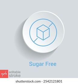 Sugar free icon. Simple outline icon. Low calorie, cube in circle stamp, health food concept. Thin line vector illustration isolated. Editable stroke EPS 10.