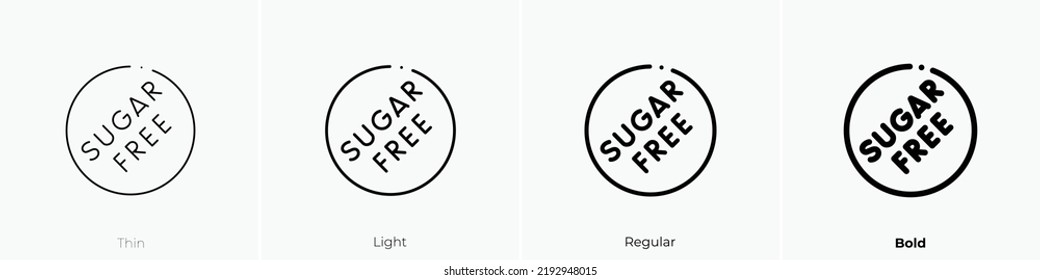 sugar free icon. Thin, Light Regular And Bold style design isolated on white background