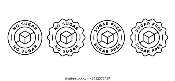 Sugar free icon vector set. Zero sugar sign