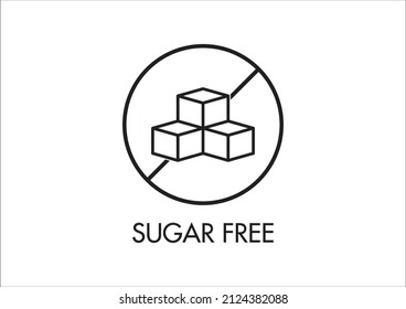 Sugar free icon. Vector symbol for sugarless food product. Specially designed illustration for small size viewing. Black and white "free from" food label.