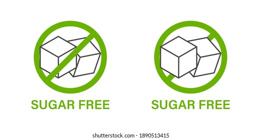 Sugar free icons. Green organic isolated logo food industry. Vector illustration