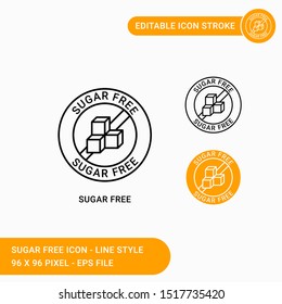 Sugar free  icons set vector illustration with icon line style. Editable stroke icon on isolated white background for web design, user interface,  and mobile application 