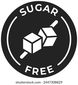 Sugar free label icon vector. Sugar free black badge. No allergen seal for product packaging. Diabetic sticker isolated illustration.