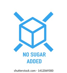 Sugar Free Label For No Sugar Added Product Package Icon Design Template. Vector Blue Sugar Free Food Symbol