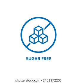 Sugar free, label, sticker or symbol. Sugar free icon sign. Diet concept. Healthy eating. Natural and organic foods.