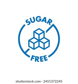 Sugar free, label, sticker or symbol. Sugar free icon sign. Diet concept. Healthy eating. Natural and organic foods.