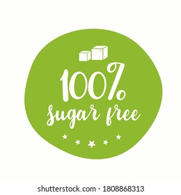 Sugar free label. Vector sugar cubes in circle icon for no sugar added product package design.