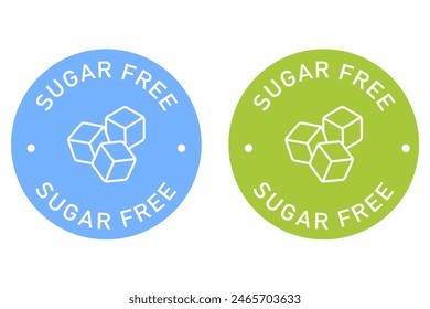 Sugar free label vector design for packaging. No glucose icon. Healthy product color sticker. Illustration, logo, symbol, sign, stamp, tag, emblem, mark or seal for package.