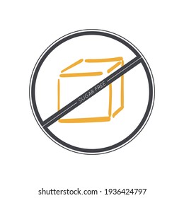 Sugar free label. Vector sign isolated. Illustration symbol for food, icon, product sticker, logo, package, diet, design element