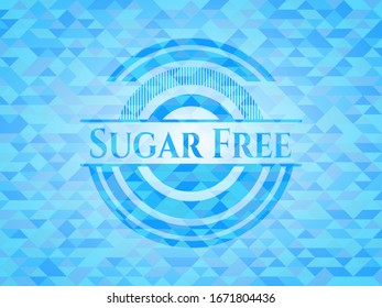 Sugar Free light blue emblem. Mosaic background