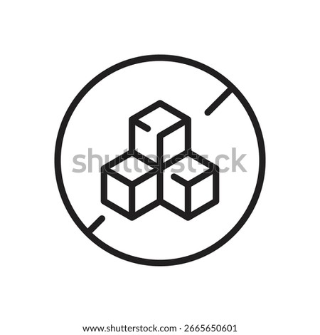 Sugar free line simple icon in a flat style. Allergen free symbol, warning. Vector illustration. Editable stroke. Isolated on a white background.