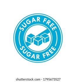 Sugar free logo design template illustration. Vector sugar cubes in circle icon for no sugar added product package design